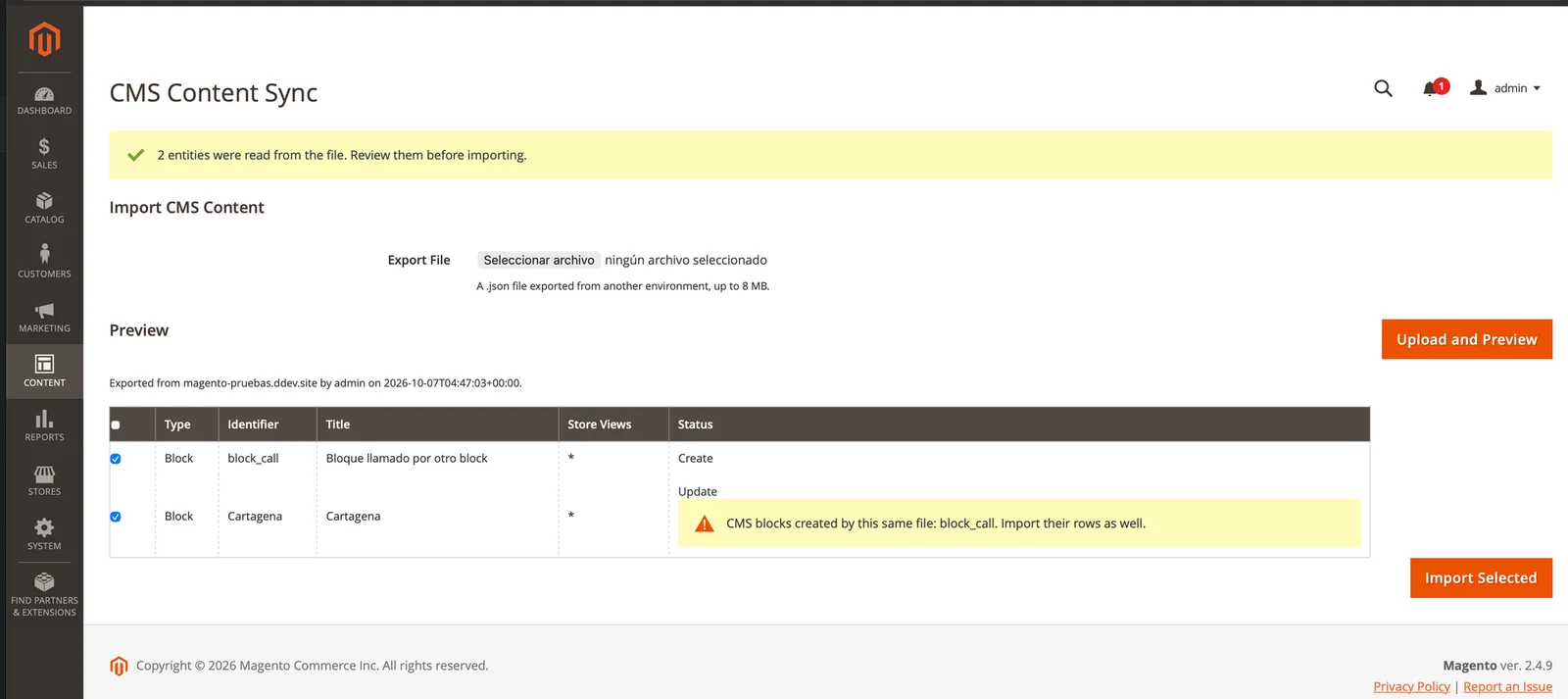 CMS Content Sync: a free Magento 2 module to export and import CMS pages and blocks